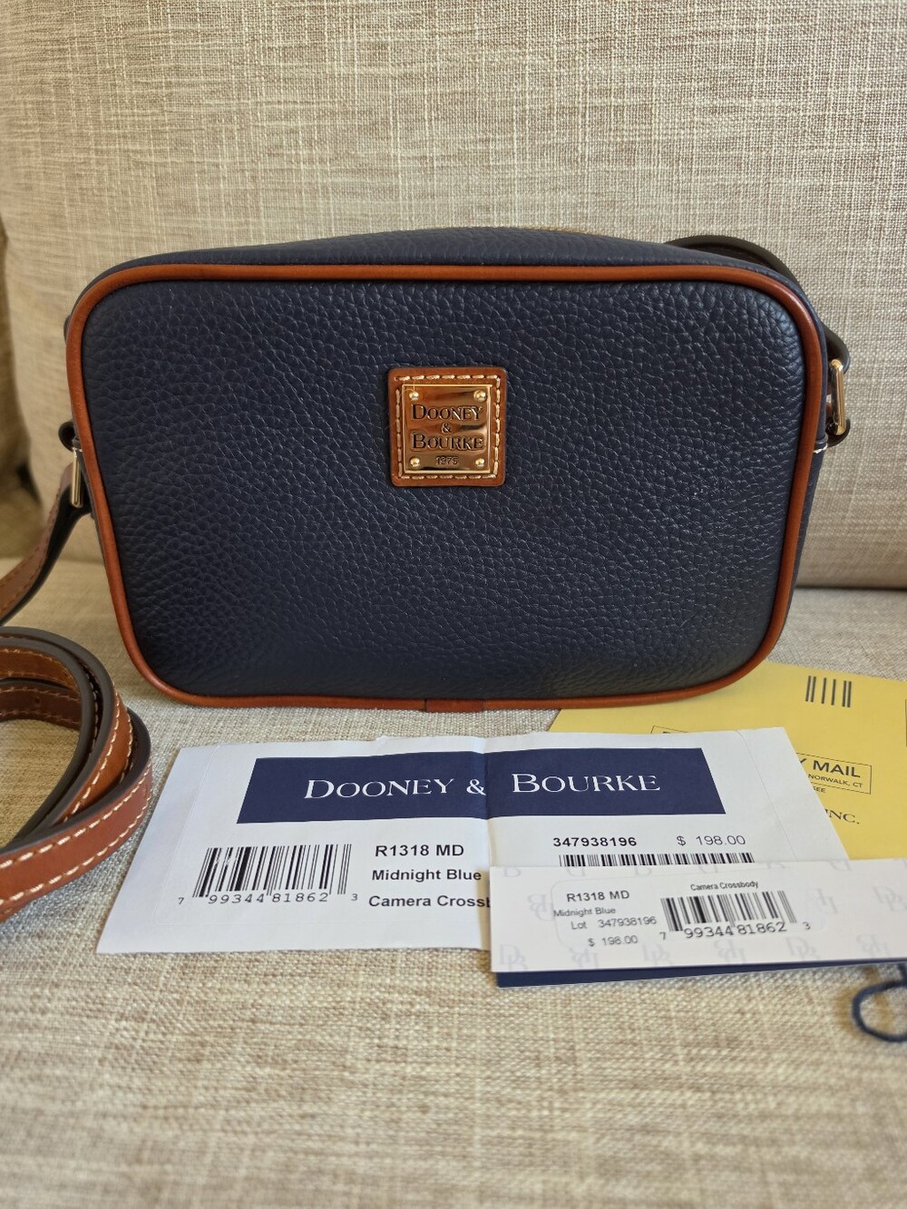 Dooney & Bourke Camera Crossbody Bag, Midnight Blue Pebbled Leather